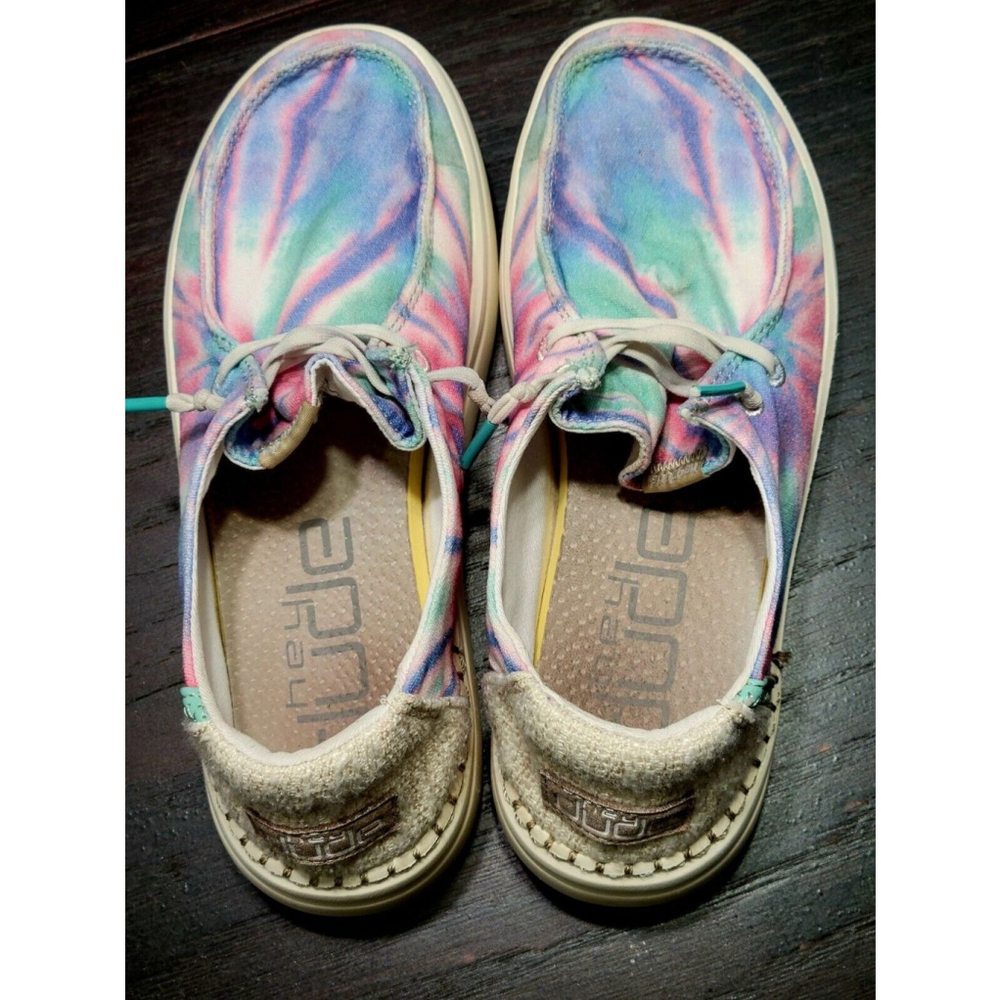 Hey Dude Slipons Sz 5 Wendy Rose Candy Tie Dye Shoes Pink Blue Loafers Sneakers